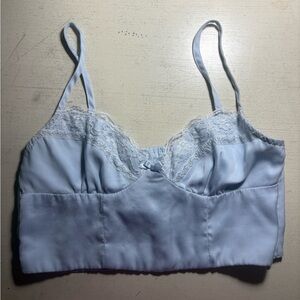 Princess Polly Blue Lace Crop Top